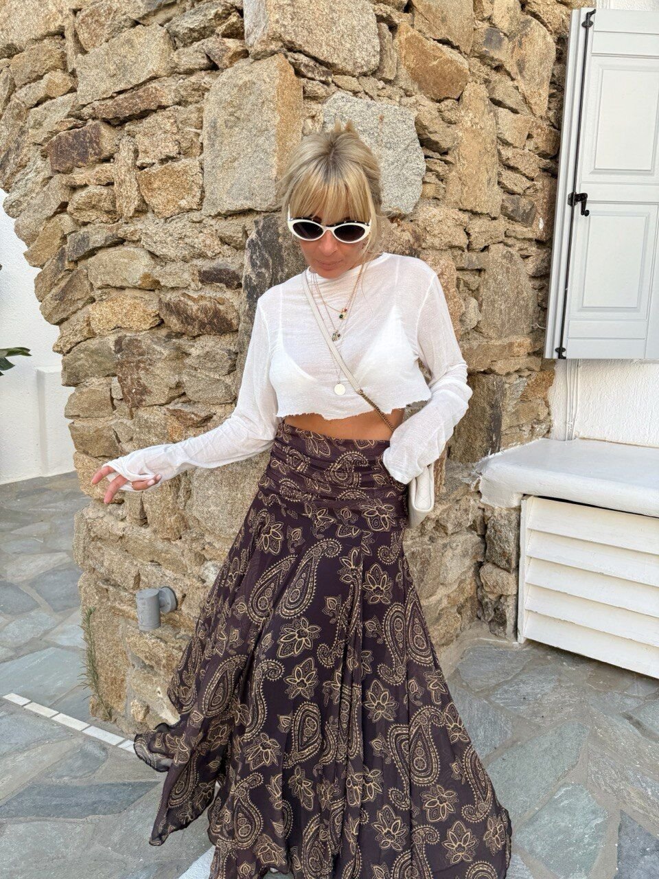 KAHVERENGİ ASTARLI MAXI ETEK