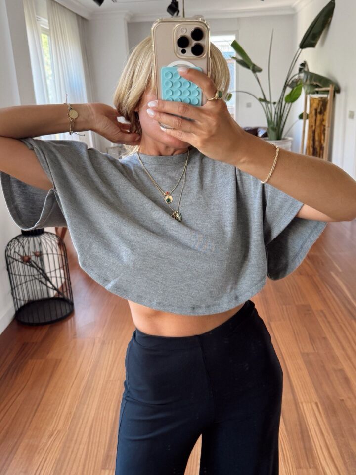 GRİ PANÇO BASIC TSHIRT