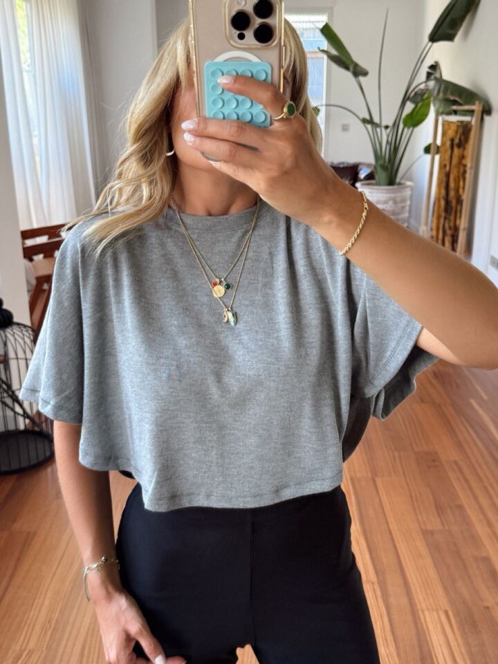 GRİ PANÇO BASIC TSHIRT
