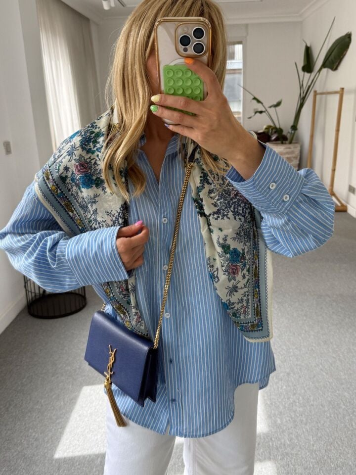 ÇİZGİLİ MAVİ GÖMLEK