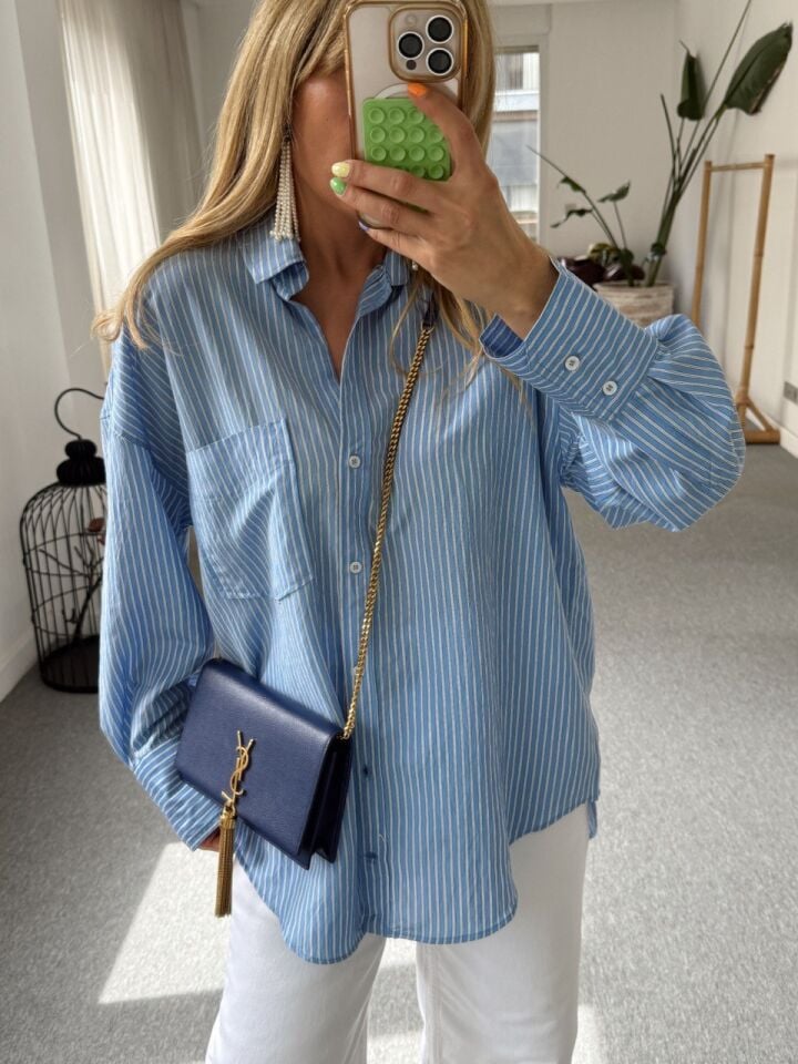 ÇİZGİLİ MAVİ GÖMLEK