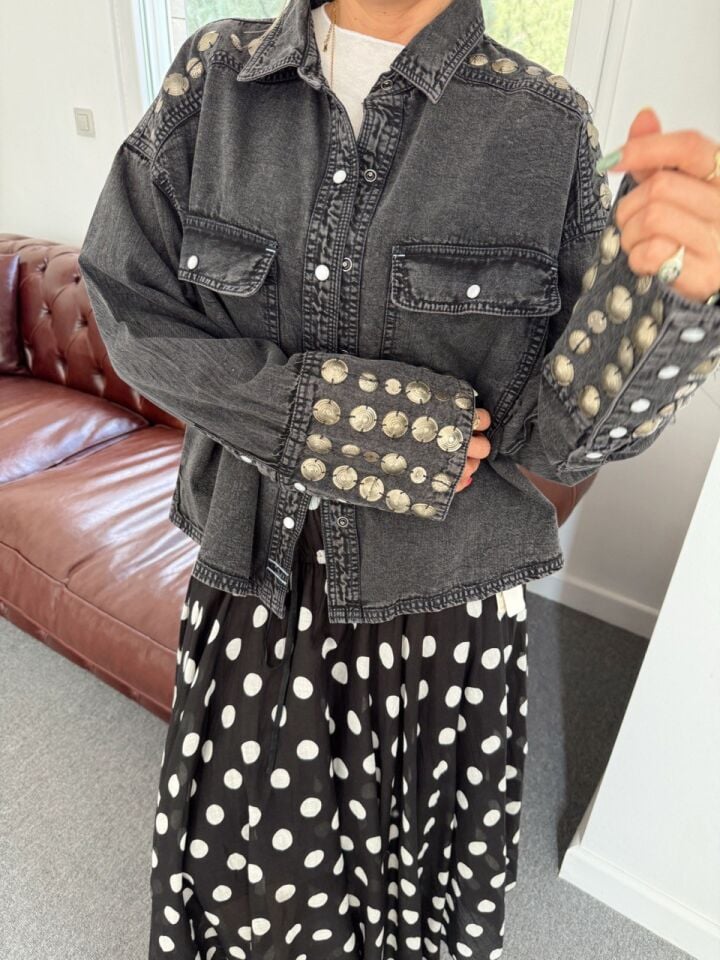 GRİ ZIMBA İŞLEMELİ İTHAL CEKET