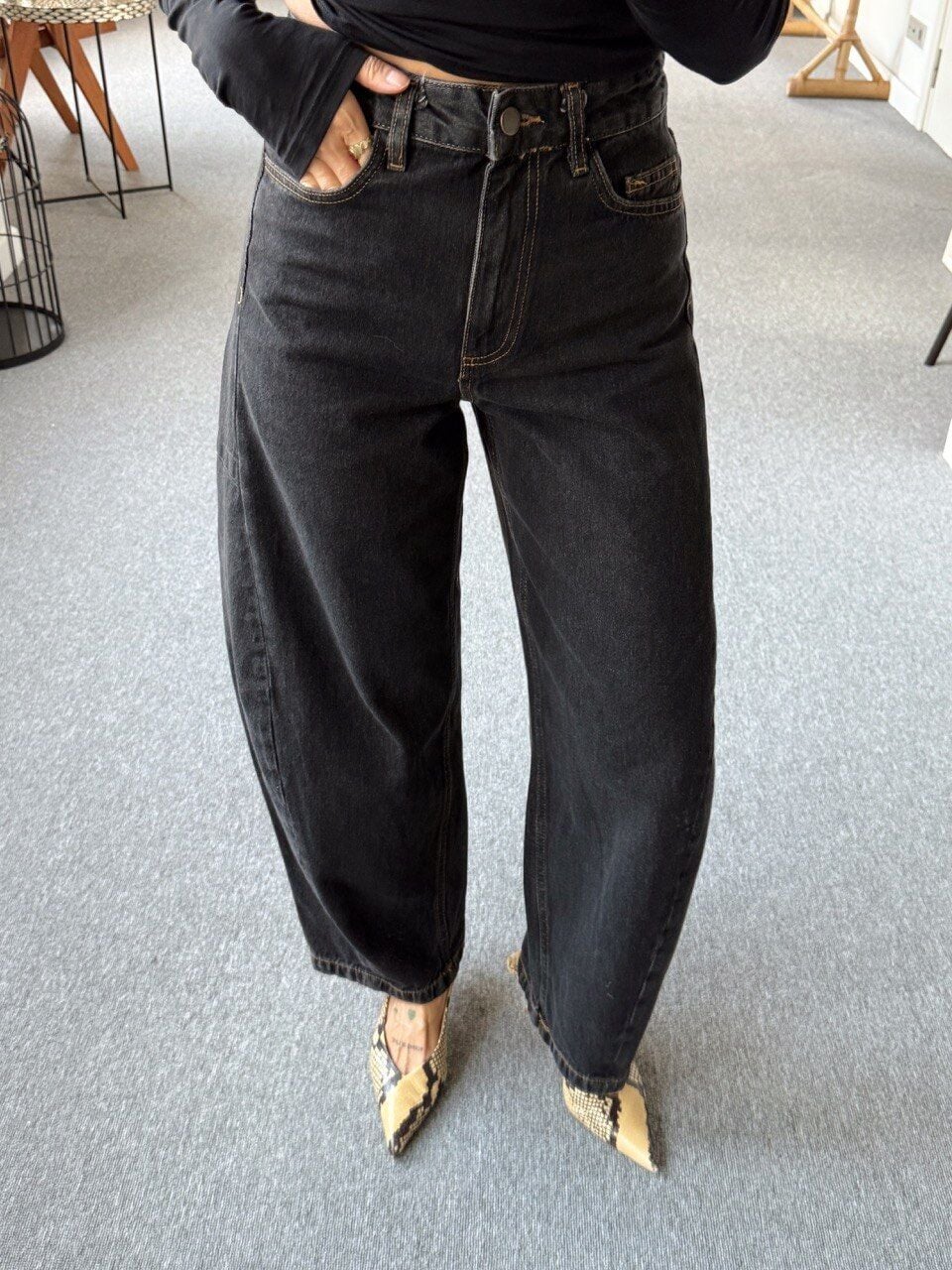 ANTRASİT BAGGY BARREL JEAN