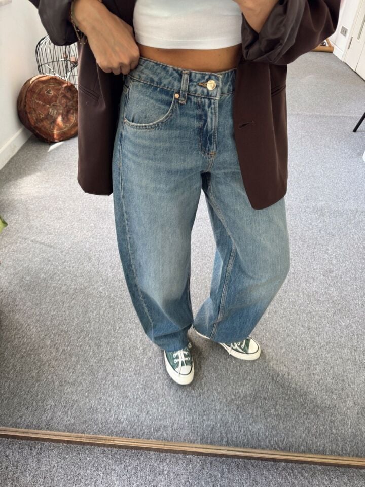 TAŞLANMIŞ ORTA BEL SLOUCHY JEAN