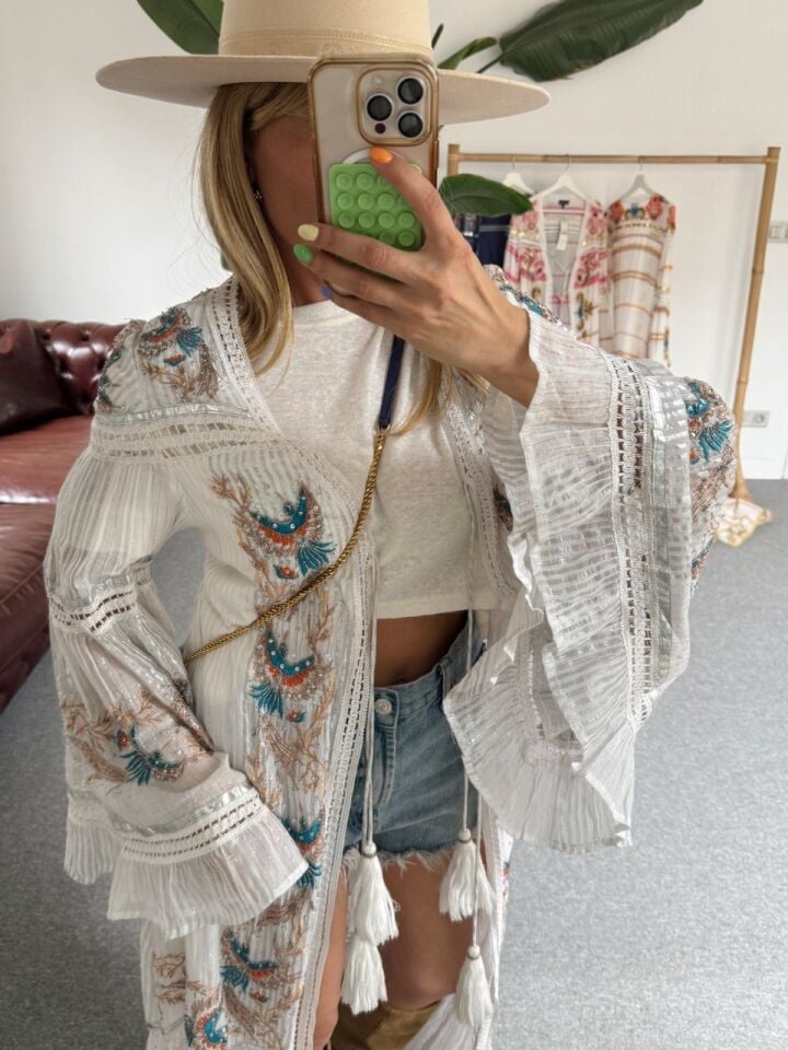 GRİ İTHAL BOHO FESTİVAL KİMONO