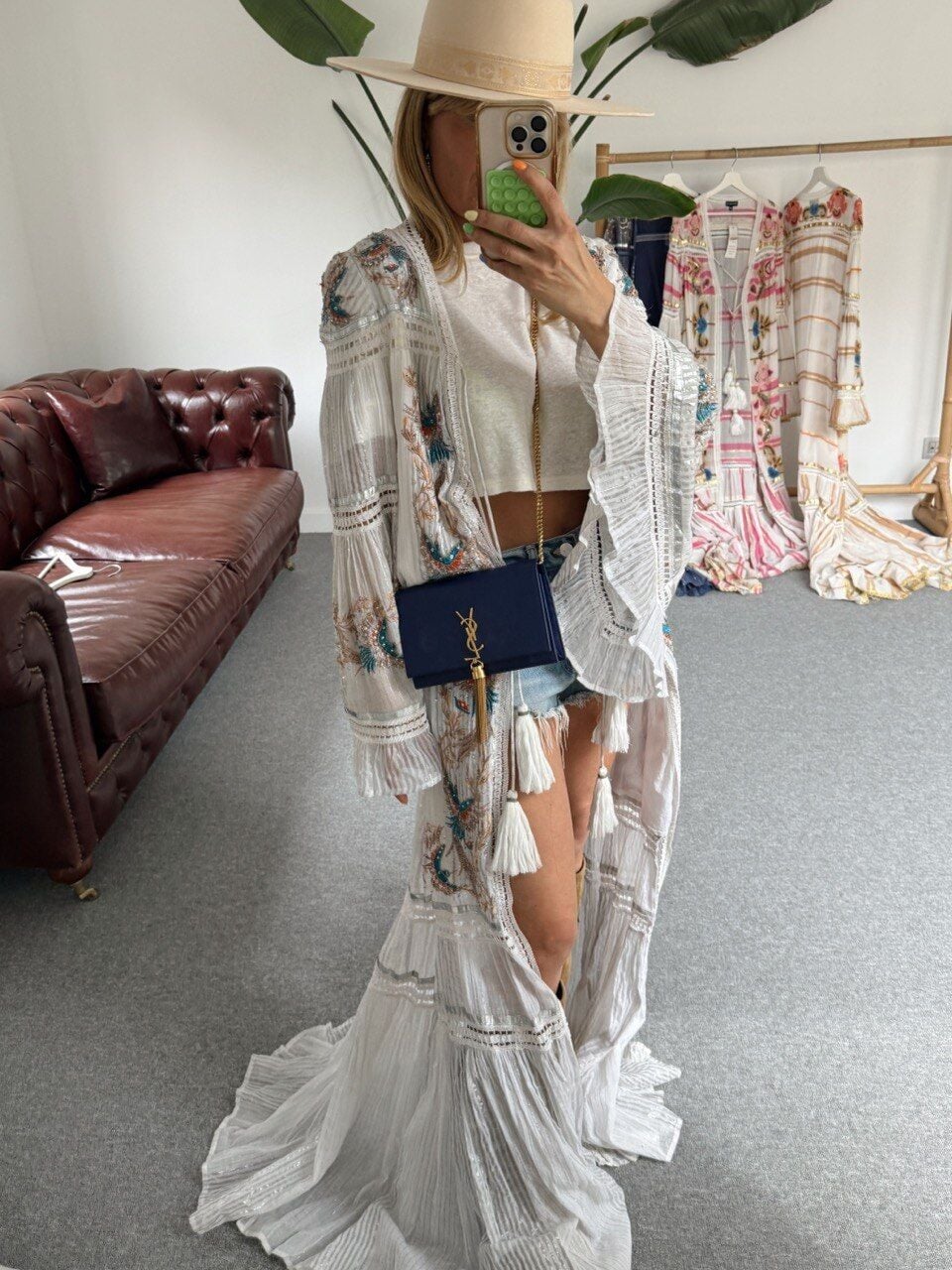 GRİ İTHAL BOHO FESTİVAL KİMONO