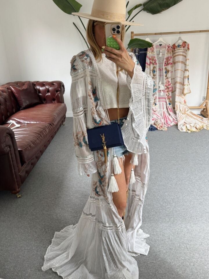 GRİ İTHAL BOHO FESTİVAL KİMONO