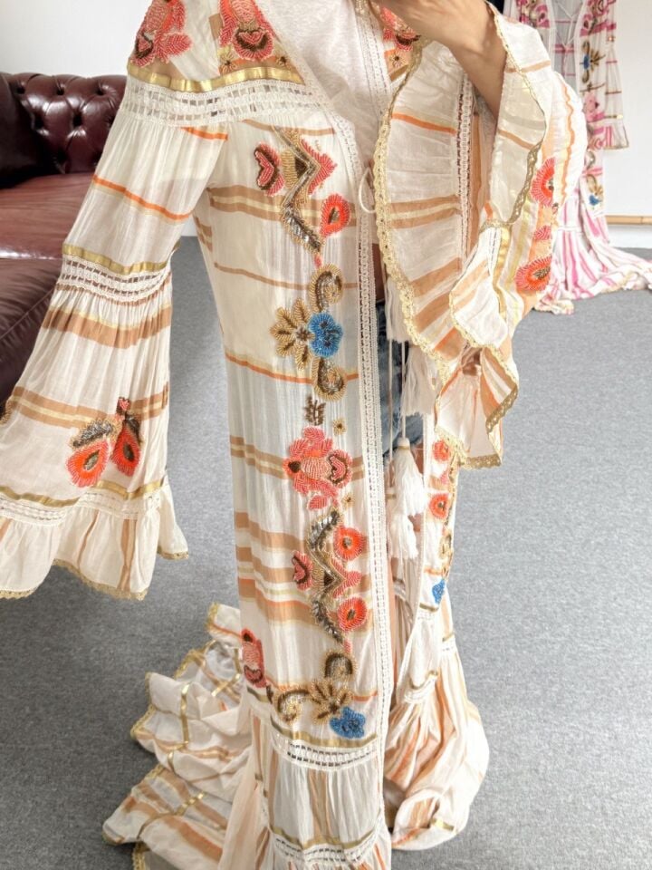 TURUNCU İTHAL BOHO FESTİVAL KİMONO