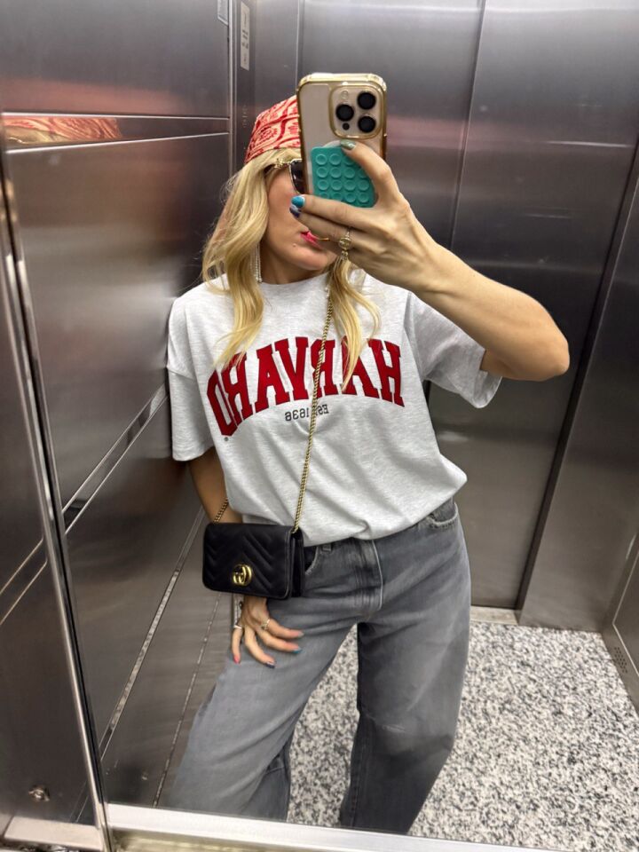 GRİ HARVARD BASKILI TSHIRT