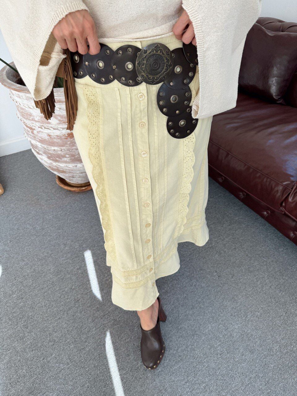 LİMON SARISI DANTEL İŞLEMELİ İTHAL ETEK