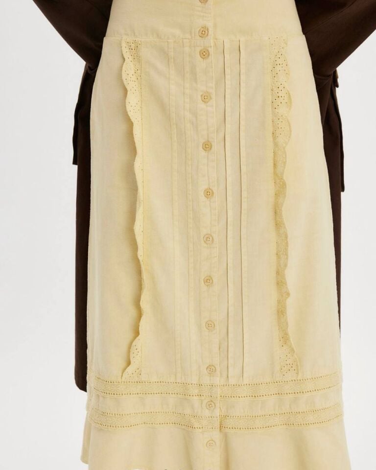 LİMON SARISI DANTEL İŞLEMELİ İTHAL ETEK