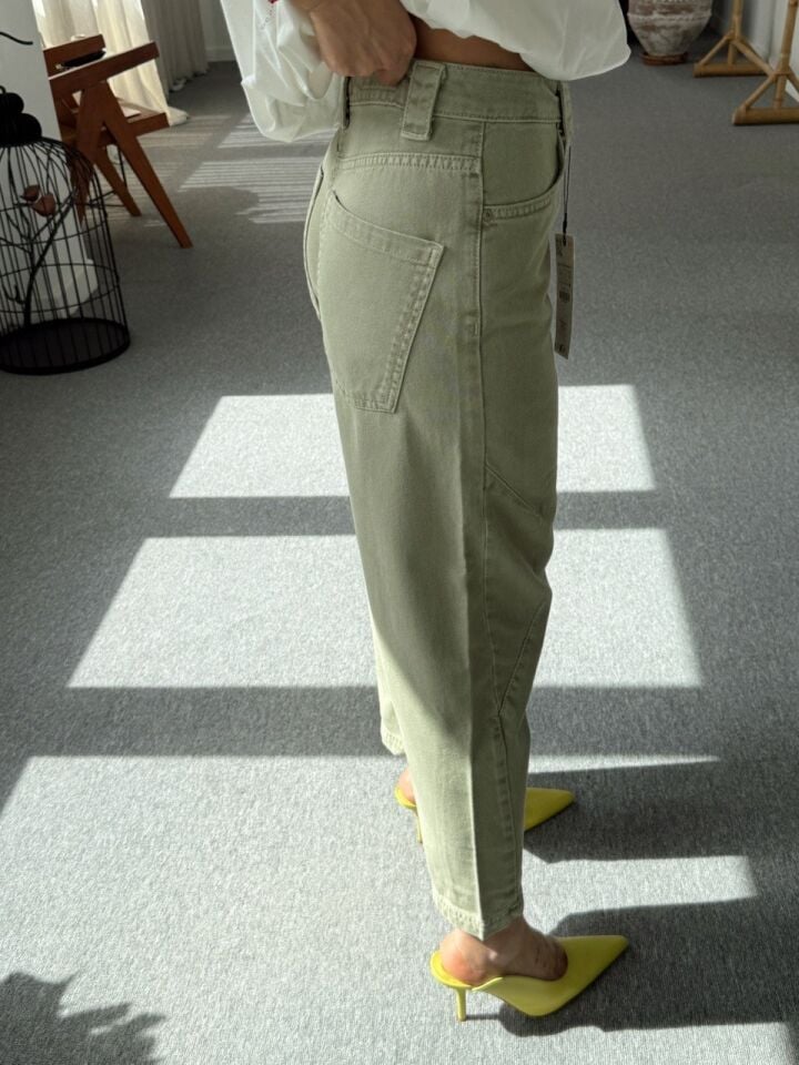 AÇIK HAKİ BARREL FİT JEAN