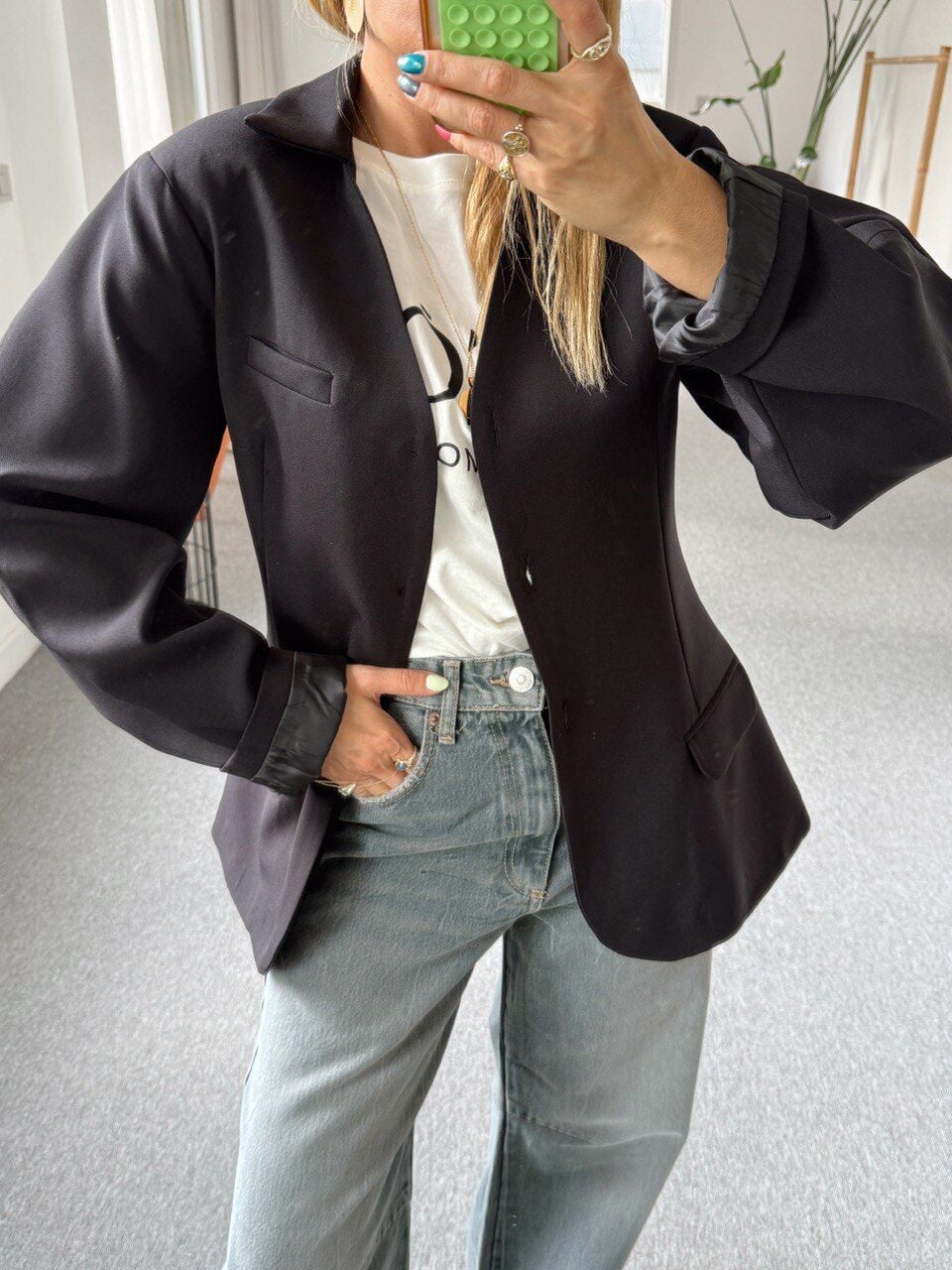 SİYAH KREP KUMAŞ CEKET