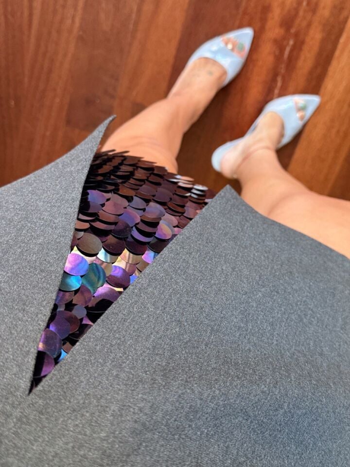 ANTRASİT PAYET DETAYLI MİNİ ETEK