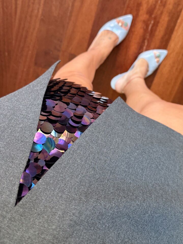 ANTRASİT PAYET DETAYLI MİNİ ETEK