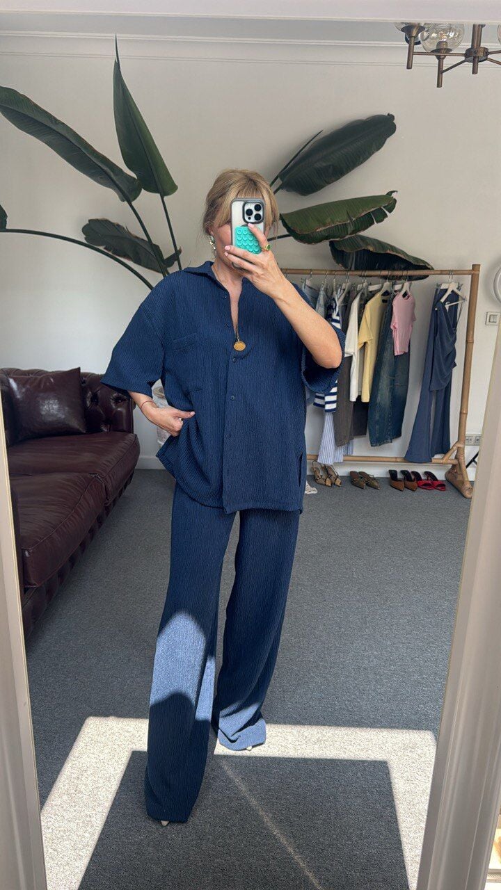 LACİVERT GÖMLEK PANTOLON GOFRE TAKIM