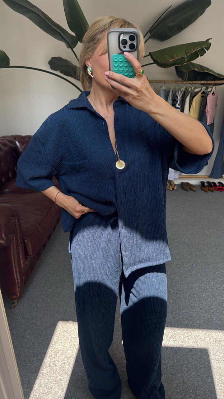 LACİVERT GÖMLEK PANTOLON GOFRE TAKIM