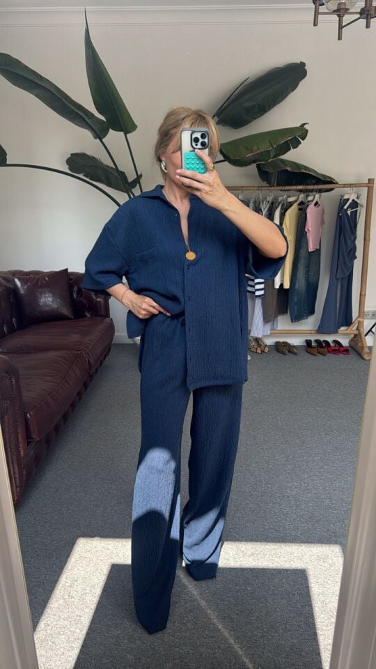 LACİVERT GÖMLEK PANTOLON GOFRE TAKIM