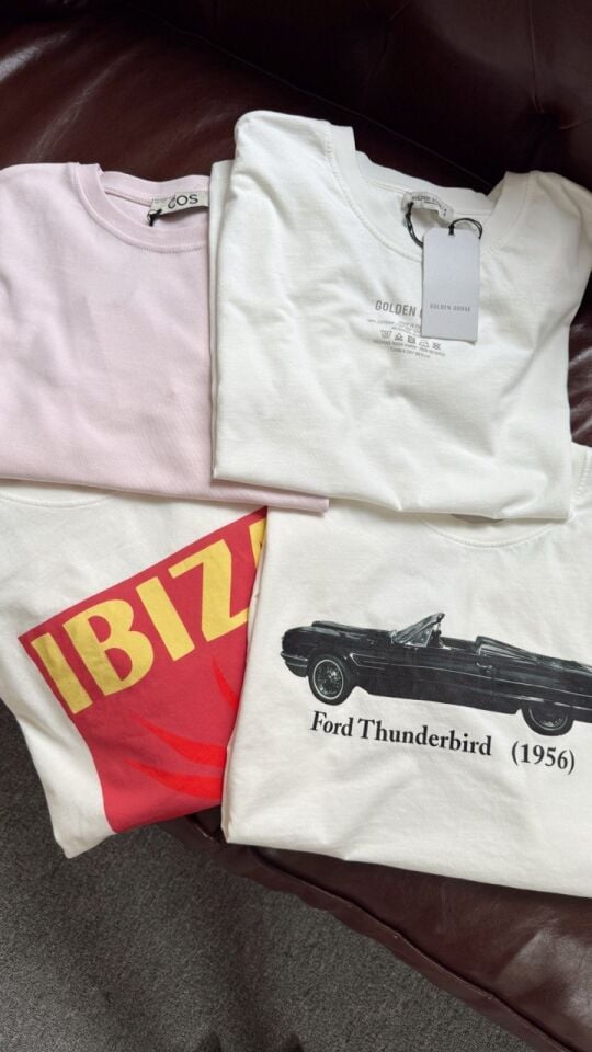 PEMBE PAMUKLU BİSİKLET YAKA TSHIRT