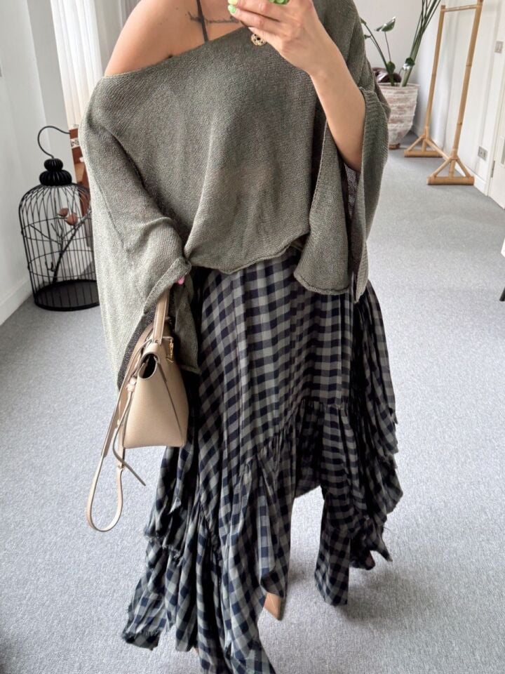 HAKİ KARELİ ASİMETRİK ETEK