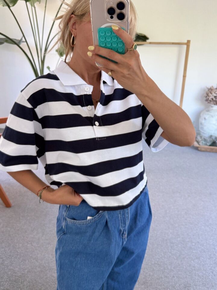 LACİVERT ÇİZGİLİ POLO YAKA TSHİRT