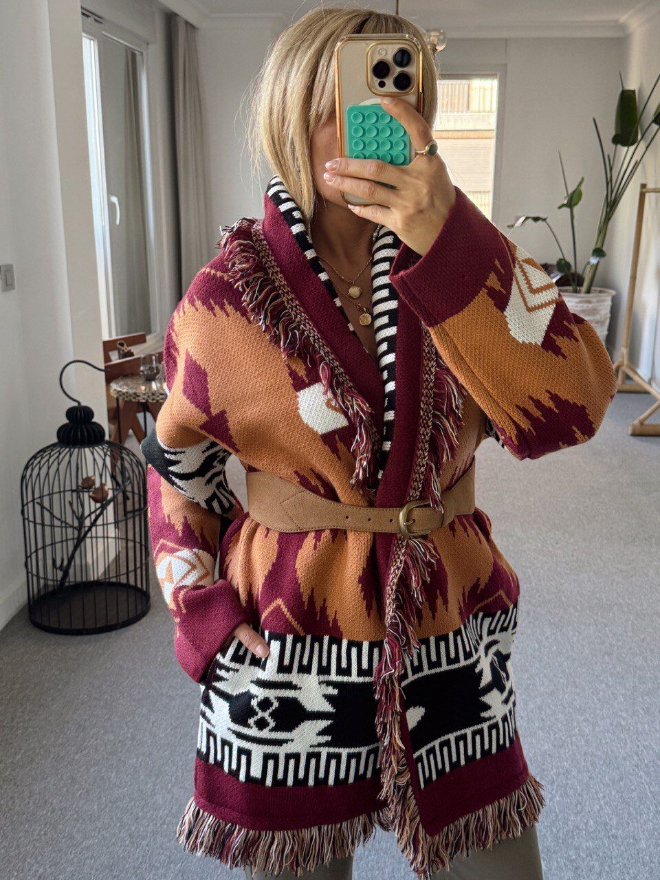 DESENLİ PÜSKÜL DETAY İTHAL CEKET HIRKA