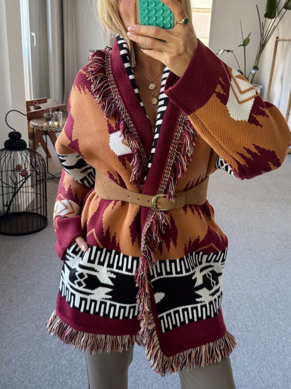 DESENLİ PÜSKÜL DETAY İTHAL CEKET HIRKA