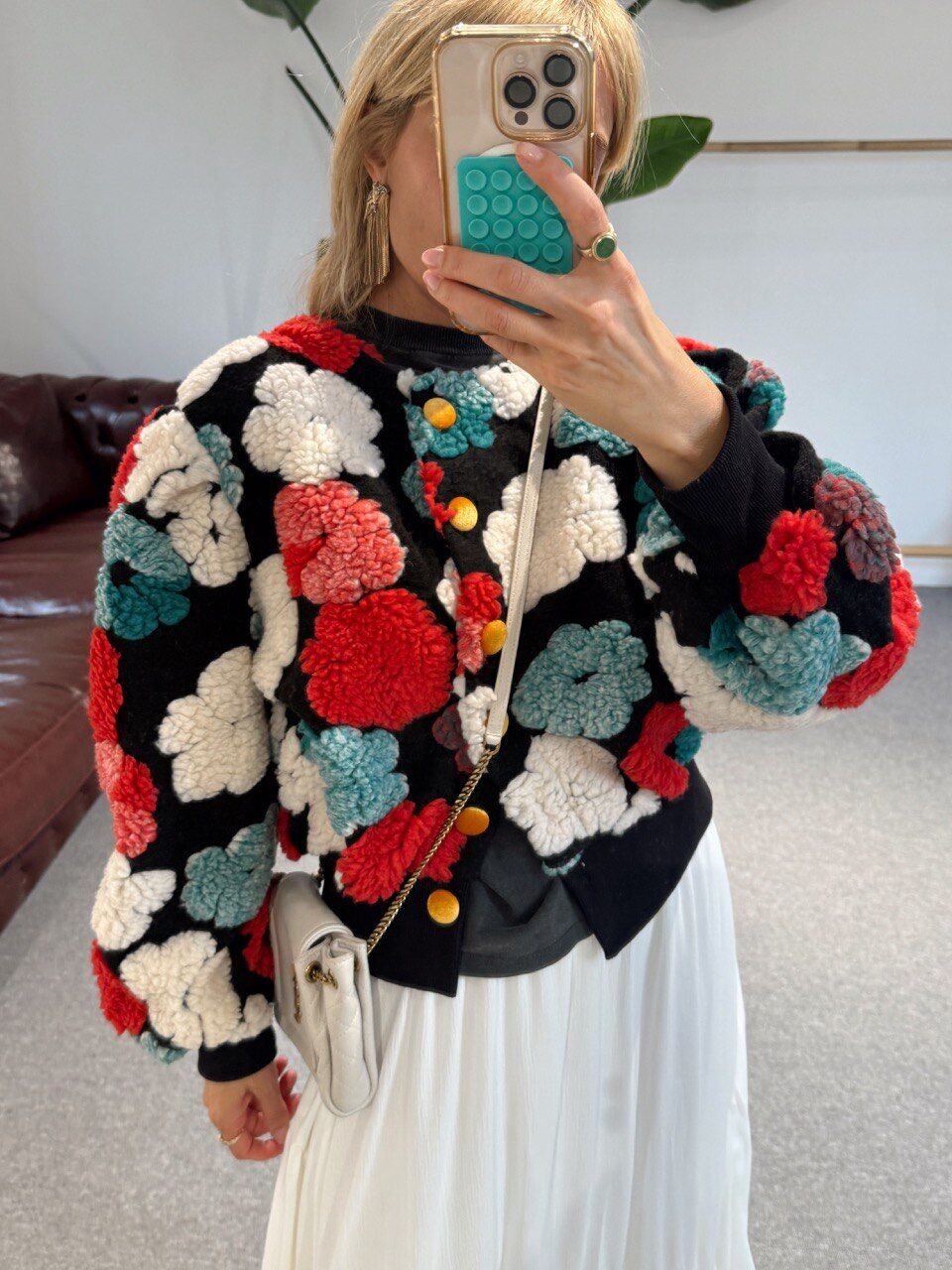 KIRMIZI-YEŞİL ÇİÇEKLİ BALON KOL İTHAL CEKET HIRKA