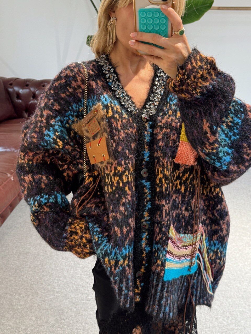 ANTRASİT PATCHWORK DESEN İTHAL HIRKA