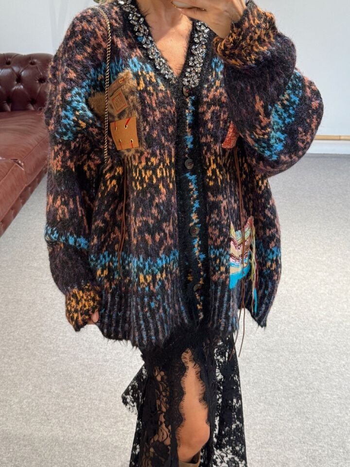 ANTRASİT PATCHWORK DESEN İTHAL HIRKA