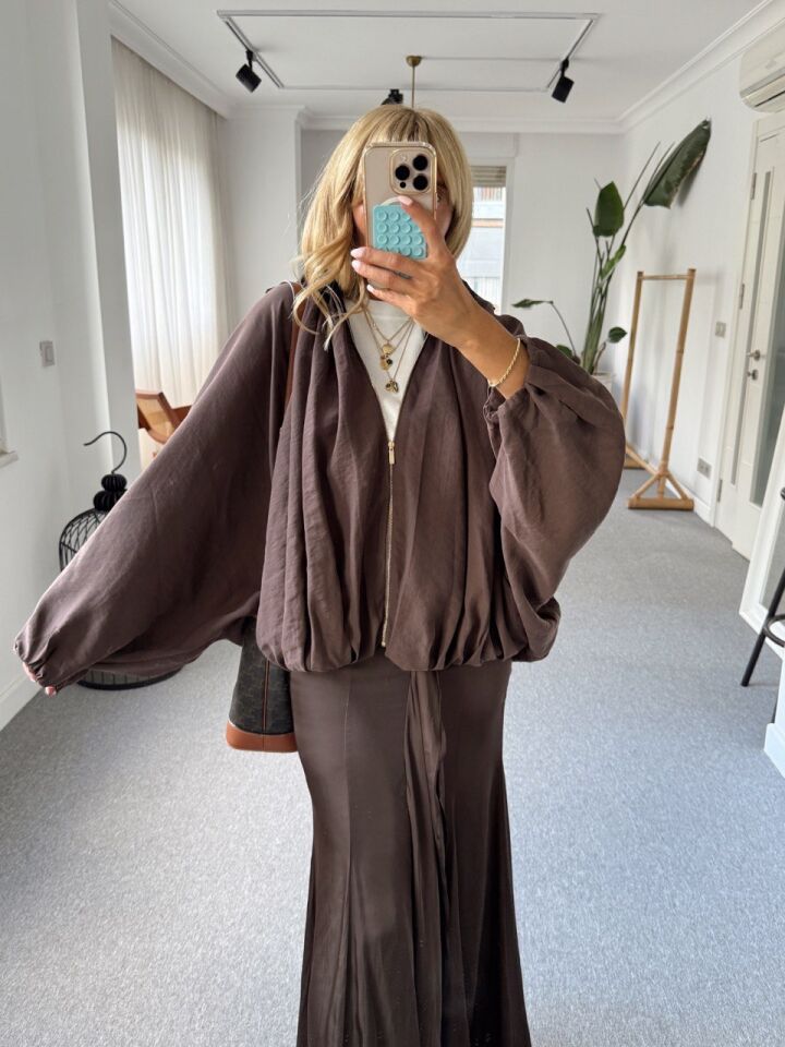 KAHVE YARASA KOL CEKET