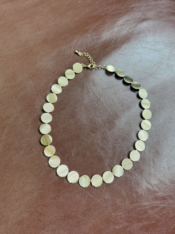 GOLD VİNTAGE PUL KOLYE