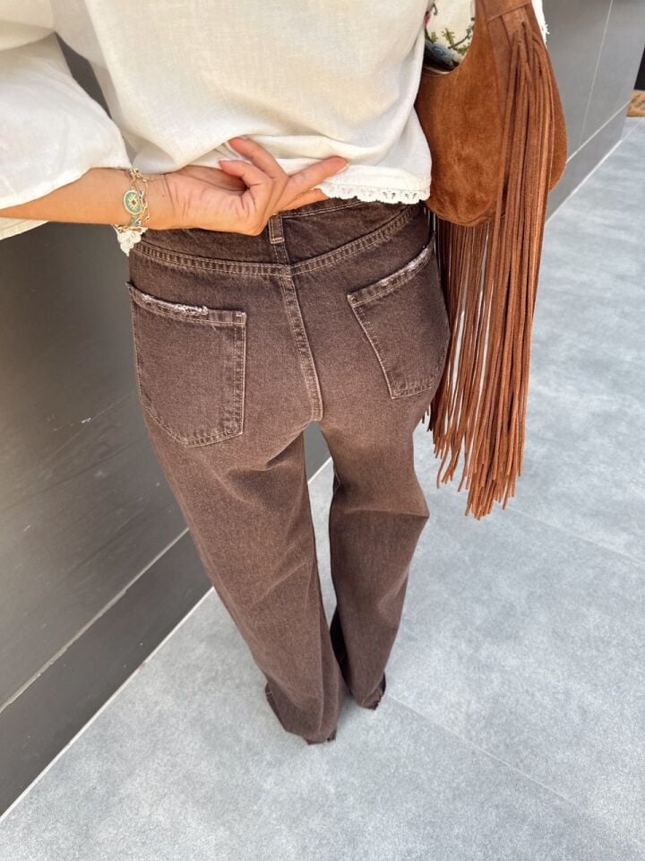 KAHVE YIKAMALI DÜZ KESİM JEAN