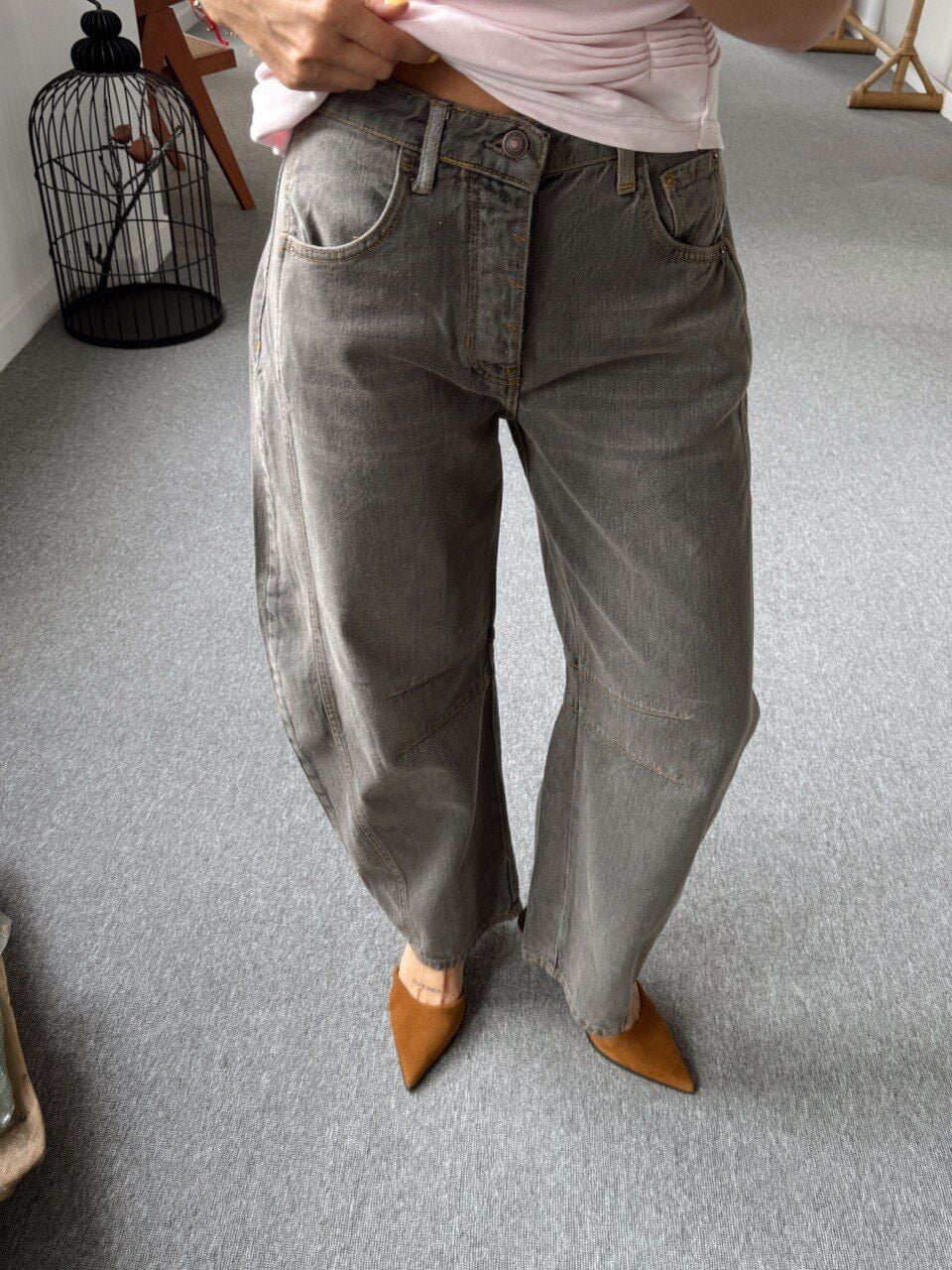 YIKAMALI KAHVE BARREL JEAN