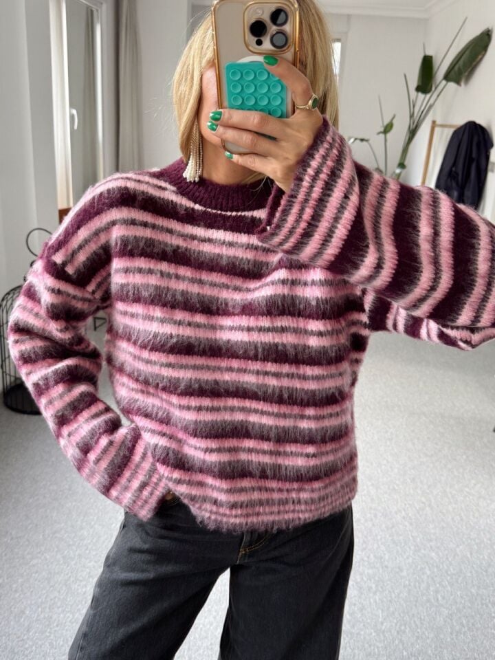 BORDO-PEMBE ÇİZGİLİ TRİKO