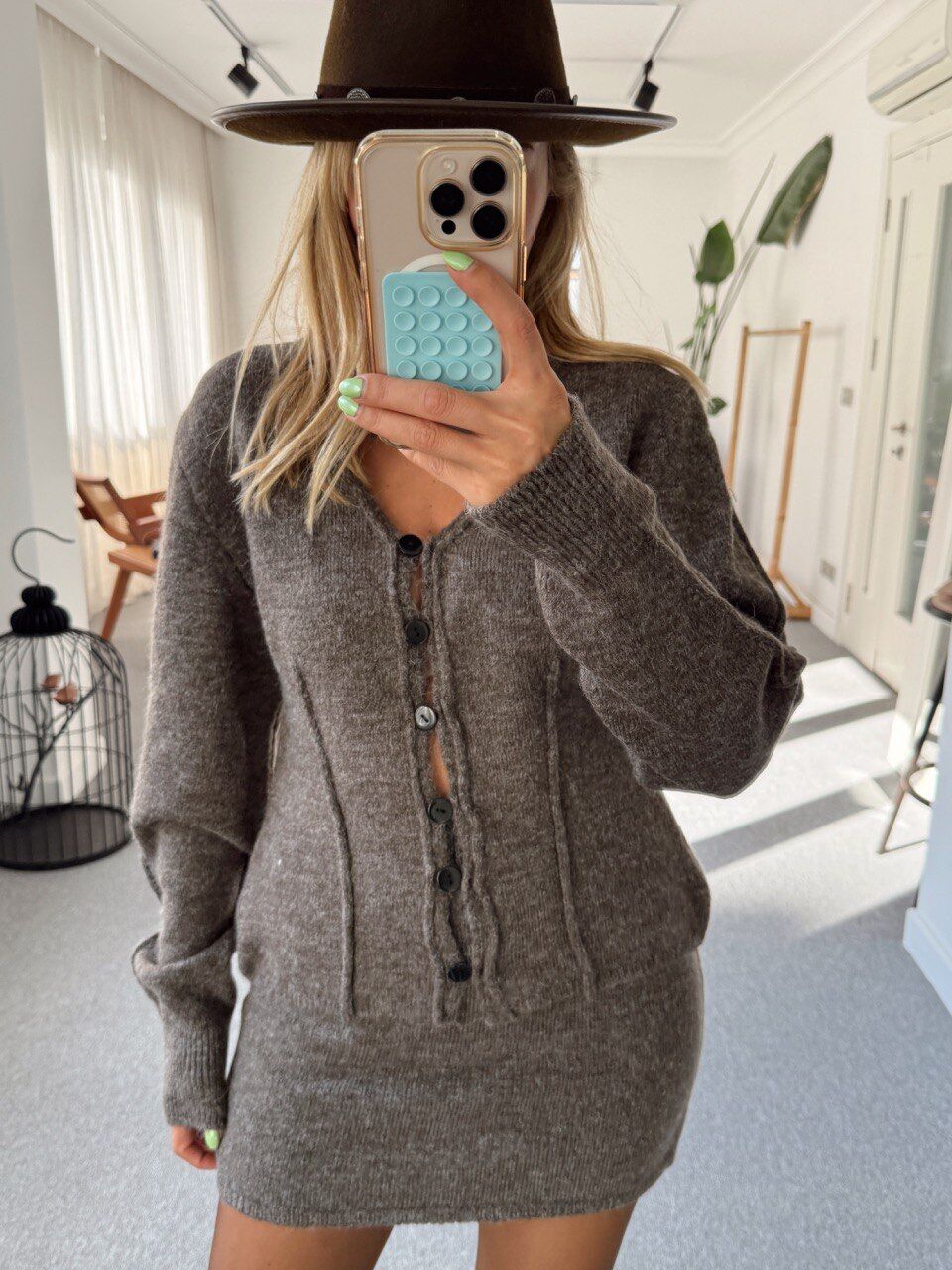 KAHVE TRİKO ETEK HIRKA TAKIM