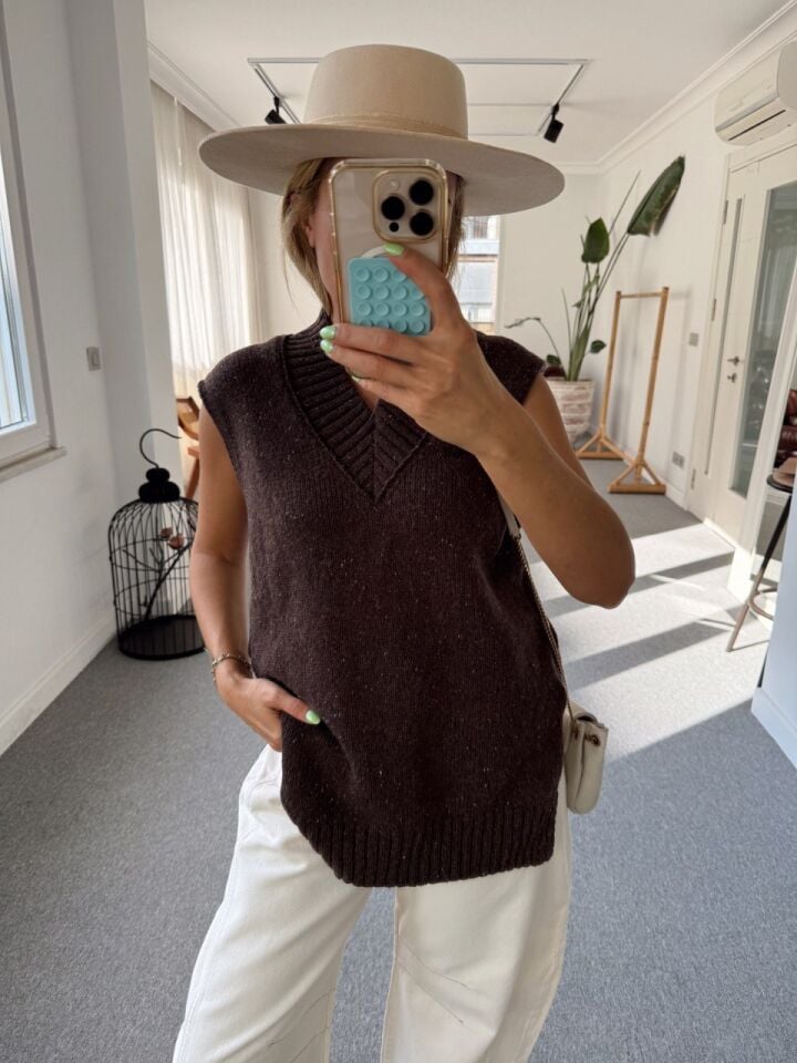 KAHVE KIRÇILLI SUVETER