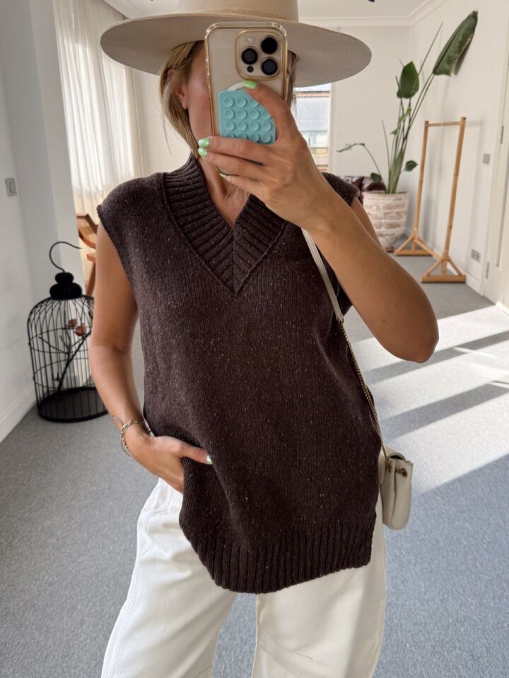 KAHVE KIRÇILLI SUVETER