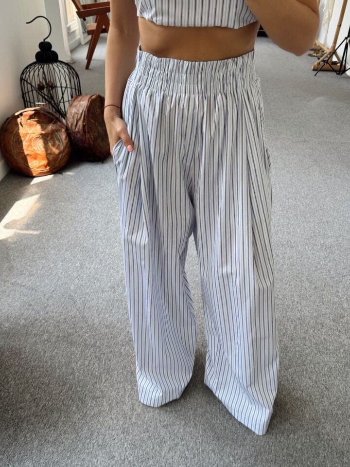 ÇİZGİLİ BÜSTİYER PANTOLON TAKIM