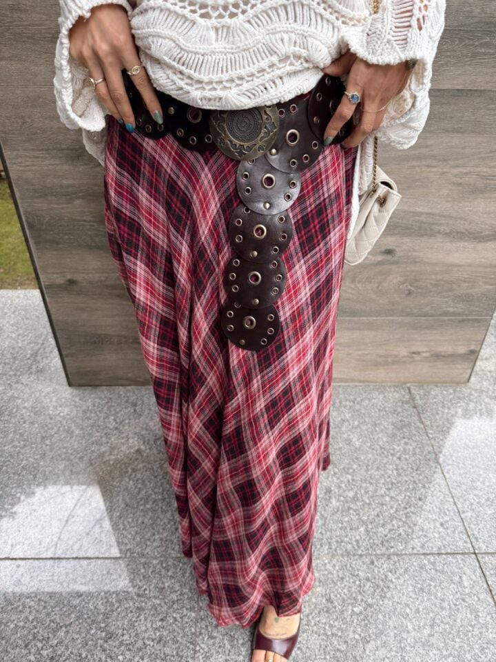 KAHVE ZIMBALI DERİ KEMER