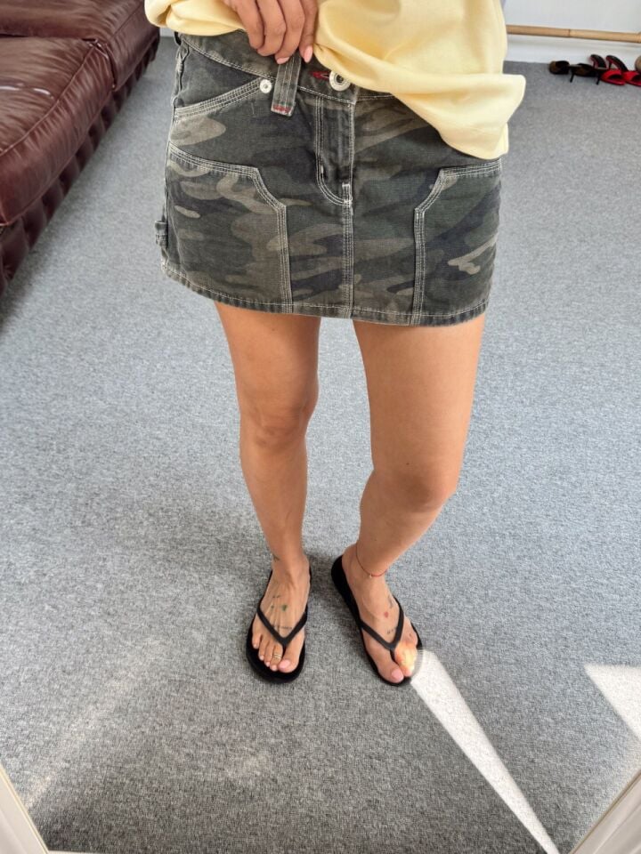 KAMUFLAJ DESEN MINI DENIM ETEK