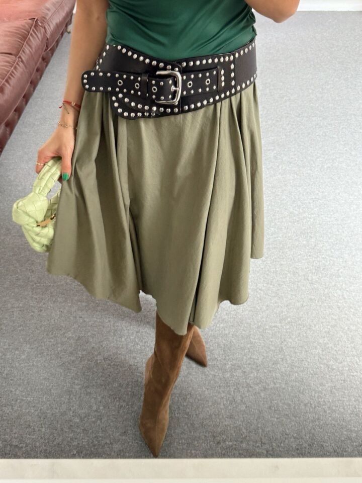 HAKİ ASİMETRİK MİDİ ETEK