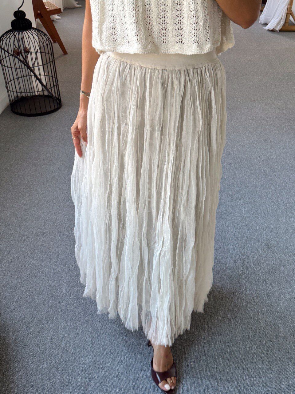 EKRU TÜL ASTARLI ETEK