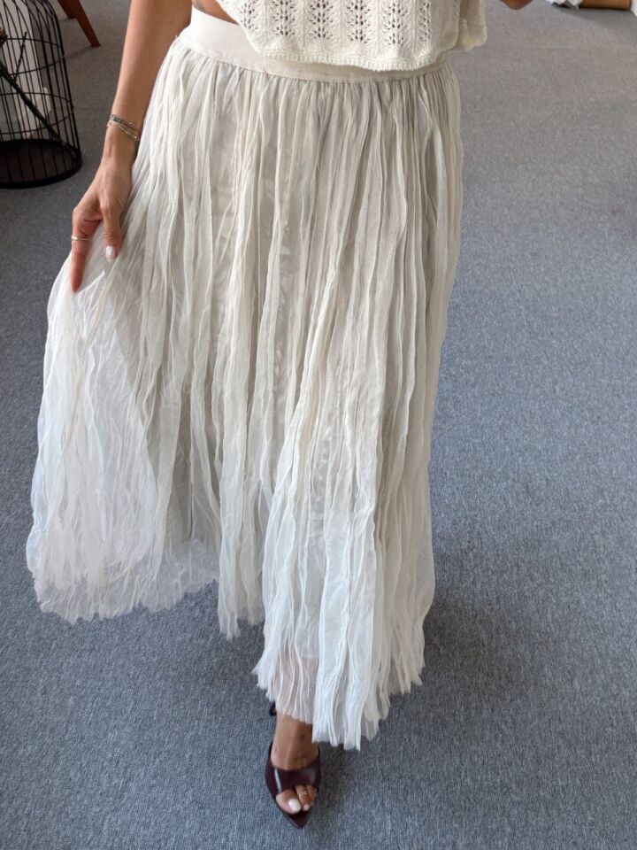 EKRU TÜL ASTARLI ETEK