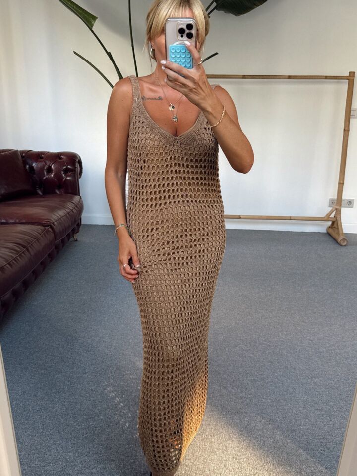 CAMEL ASTARLI SİMLİ ELBİSE