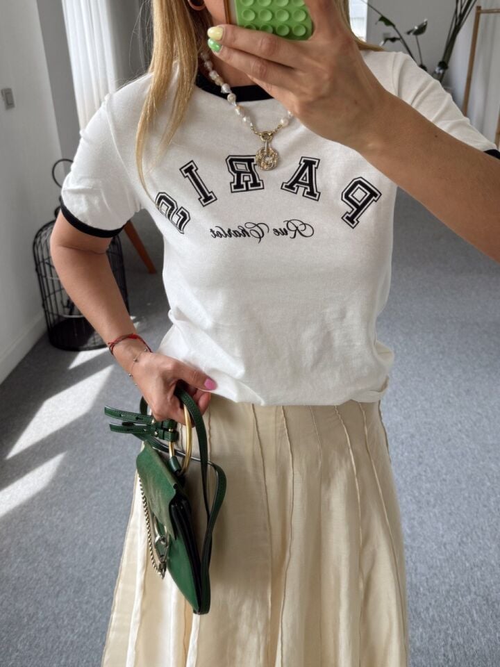 BEYAZ PARİS BASKILI TSHIRT