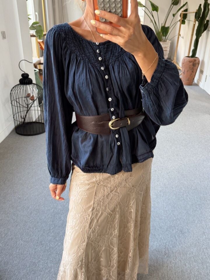 LACİVERT DÜĞMELİ İTHAL GÖMLEK