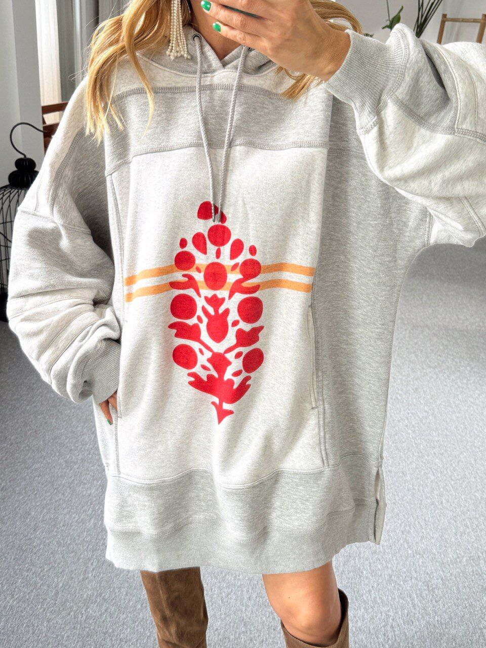 GRİ BASKILI İTHAL SWEATSHIRT