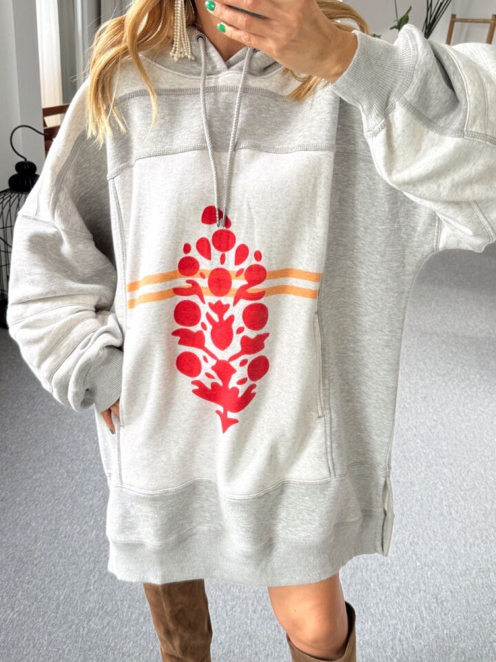 GRİ BASKILI İTHAL SWEATSHIRT