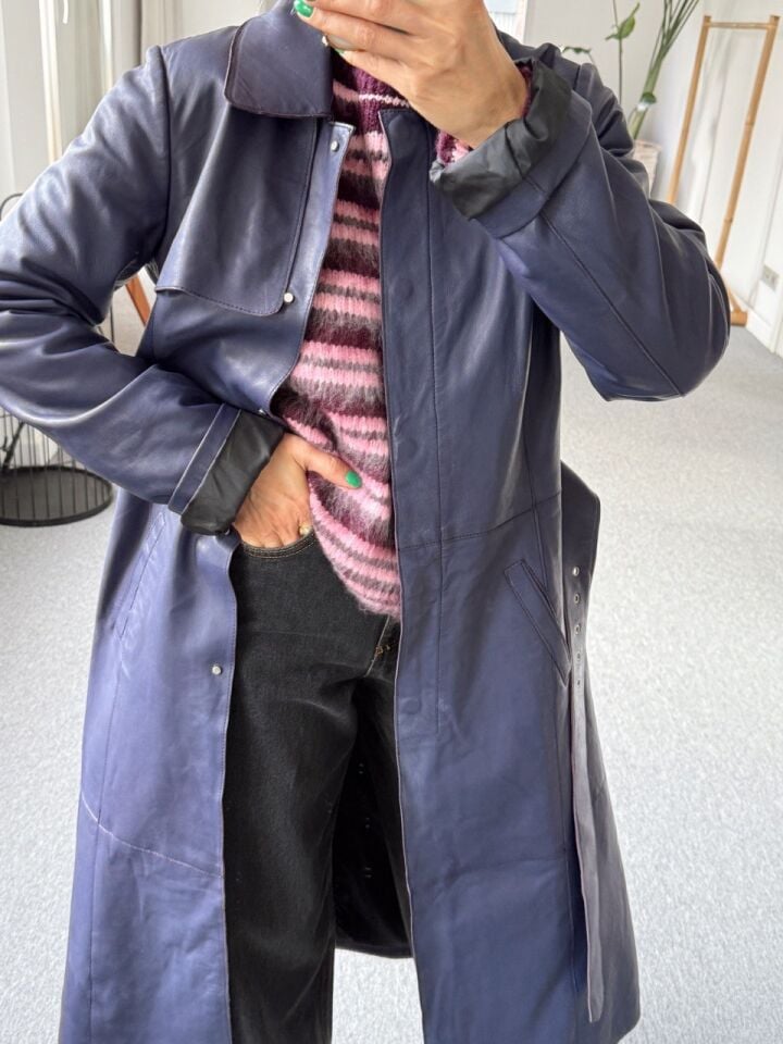 MOR DERİ İTHAL UZUN CEKET